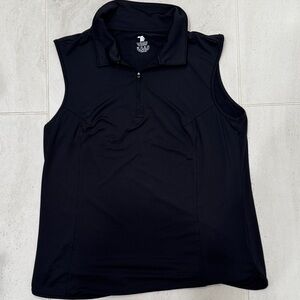 Tek Gear Gear Black Sleeveless Quarter-Zip Polo